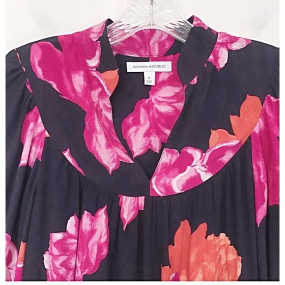 Banana Republic Black Floral Dress – Size 0 - Picture 3 of 8